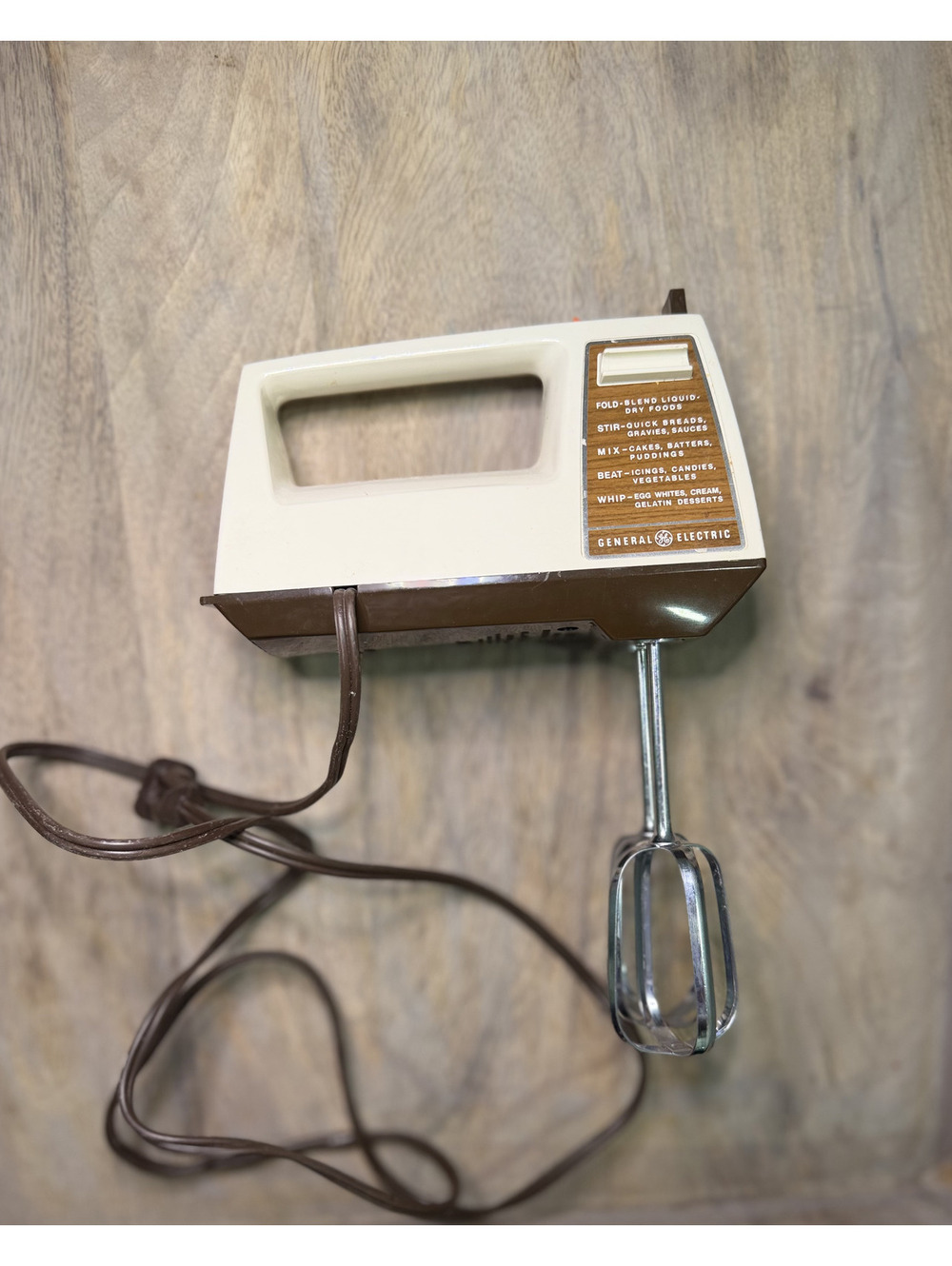Vintage GE Brown Handle Mixer - Cottagecore